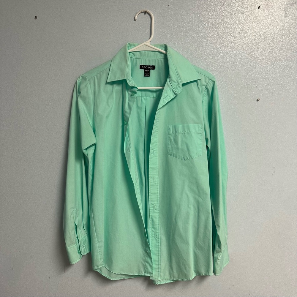 George Mint Green Button Up Dress Shirt